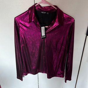 NWT NASTY GAL METALLIC PINK BLOUSE